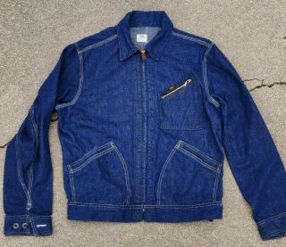 Vintage 50s 60s Lee 91 - B Jelt Denim Jean Jacket Size 40 Sanforized Talon Zippers
