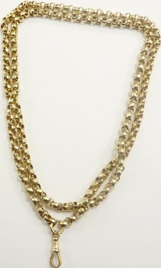 Heavy Antique 30 Inch Long 15 Carat Yellow Gold Belcher Chain Weighs 35.  8 Grams