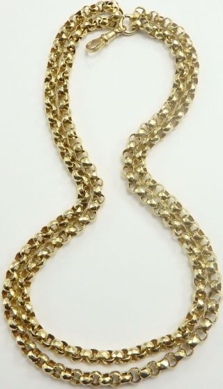 Heavy antique 30 inch long 15 carat yellow gold belcher chain Weighs 35.  8 grams 7