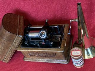 Antique EDISON STANDARD Cylinder Phonograph Brass Horn Record Restored 3