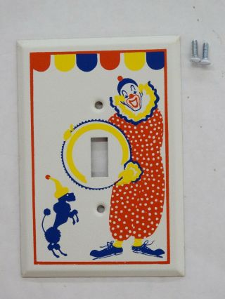 Vintage Metal Circus / Clown With Poodle Design Switch Plate