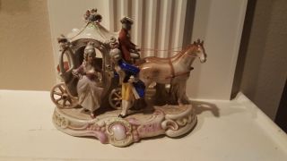 Antique Victorian Carl Gräfenthal German Porcelain Horses And Carriage Figurine