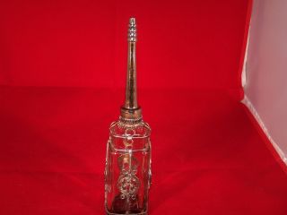 Vintage Moroccan Clear Glass/silver,  Perfume / Rose Water Bottle,  Sprinkler