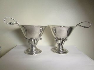 Vintage Pair Georg Jensen Sterling 17a Compotes/bowls With Matching Spoons [21]