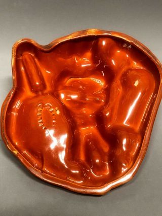 Vtg Orange Catalina California Pottery Mexican Siesta Ashtray Pipe Holder 11