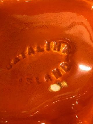 Vtg Orange Catalina California Pottery Mexican Siesta Ashtray Pipe Holder 12