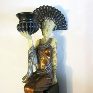 13 " Art Nouveau Sculpture Figurine Candle Holder Ancient Egypt Statue Fantasy