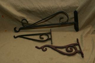 3 Vintage Antique Cast Iron Metal Wall Hooks 8.  5 " To 14 " 1 Sleeve