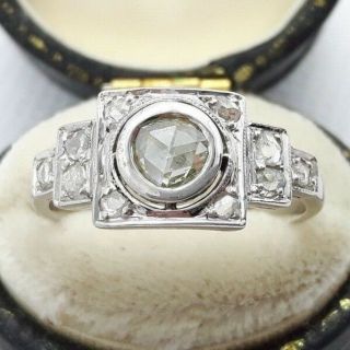 Antique 18ct White Gold Rose Cut Diamond Cluster Ring,  Approx 0.  50ct