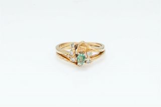 Vintage 1960s Signed $2400.  60ct Natural Alexandrite Diamond 14k Gold Ring Set