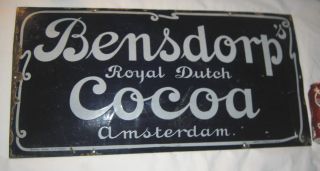 Antique Bensdorp Royal Dutch Cocoa Porcelain Chocolate Store Art Sign Coffee Tea