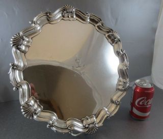 Huge English Sterling Salver Or Tray.  London 1901.  14 3/4 " Dia.  Holds 4pc T Set