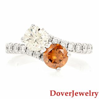 Gia 2.  96ct Fancy Brown - Orange Diamond 14k White Gold Bypass Ring 5.  3 Grams Nr