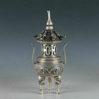 Chinese Silvering Copper Dragon Incense Burner Made During The Qianlong Period