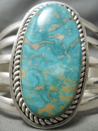 HUGE AND HEAVY VINTAGE NAVAJO CARICO LAKE TURQUOISE STERLING SILVER BRACELET 3