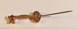 VINTAGE KAPPA KAPPA GAMMA 10K SOLID GOLD & SEED PEARL 1 1/10” KEY PIN Ohio State 3