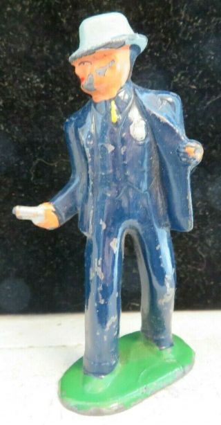 Barclay Lead Toy Figure Rare Detective With Pistol In Dark Blue Suit B - 171
