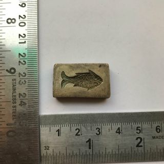 Antique Or Old Bell Metal Jewelry Stamp Die Seal Fish Pattern