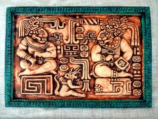 Mayan Plaque Maya Inca Aztec Mexico Mexican Pre - Columbian Pottery Ancient Art