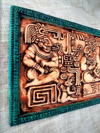 Mayan Plaque Maya Inca Aztec Mexico Mexican Pre - Columbian Pottery Ancient Art 2