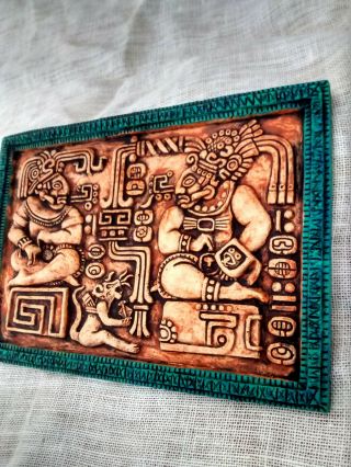 Mayan Plaque Maya Inca Aztec Mexico Mexican Pre - Columbian Pottery Ancient Art 5