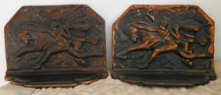 Vintage Art Deco Horse Tamer Brass Bronze Cast Iron Bookends 4 3/4 - Inch Tall