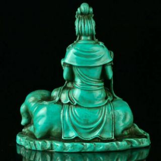 Chinese Turquoise Hand - carved Elephant trunk Buddha Statue R4025`b 5