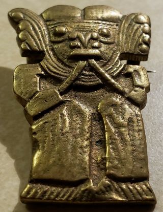Vintage Tipicol Dpe Aztec Mayan Incan God Pin Brooch Ancient Aliens Astronaut