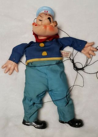 Vintage King Feature Syndicate Gund Popeye Rubber Soft Plastic Marionette Puppet