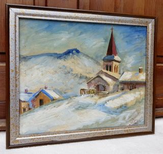 JULIAN FALAT antique oil painting Bystra winter framed Polish impressionist art 7