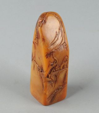Chinese Exquisite Handmade Landscape People Carving Shoushan Stone Seal