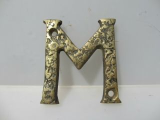 Vintage Brass Shop Letter " M " Sign Old Plaque Name Initial 2.  75 " H