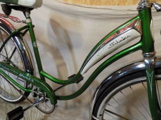 1968 SCHWINN STARLET III LADIES VINTAGE TANK BIKE GREEN JAGUAR HOLLYWOOD RACK S7 10