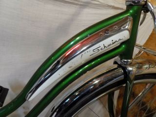 1968 SCHWINN STARLET III LADIES VINTAGE TANK BIKE GREEN JAGUAR HOLLYWOOD RACK S7 9