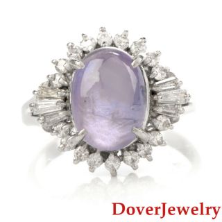 Estate Diamond 6.  07ct Star Sapphire Platinum Floral Ring 7.  6 Grams Nr