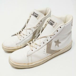 Converse All Star Leather Basketball Pro Hi Mid Vintage 1980s Made In Usa 9.  5 Og