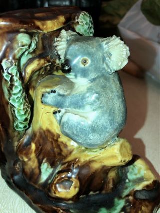 NRsv Signed Grace Seccombe Australian Koala Bear Blue Bookends 1930 Vtg Antique 3