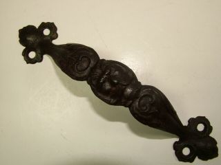 Vintage Cast Iron Cabinet Or Door Handle Pull With Face