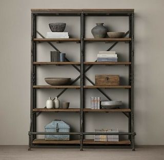 Restoration Hardware French Library Double Shelving Bookcase,  Antiqued iron 2