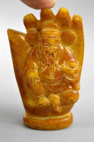 Collectable China Jade Handwork Carve Buddha Hand God Exorcism Delicate Statue