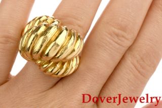 Estate 18k Gold Shell Textured Crossover Large Cocktail Ring 31.  4 Grams Nr