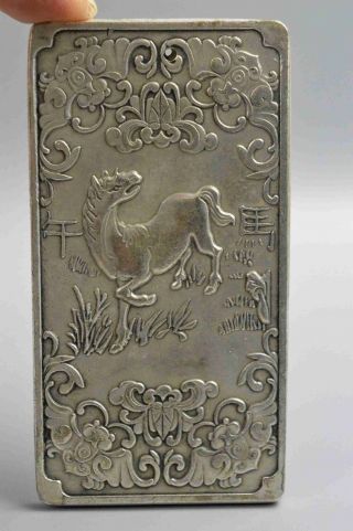 Collectable Agate Armor Miao Silver Carve Zodiac Horse Usable Old Tibet Pendant