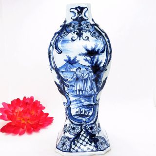 Antique Authentic 1800 - S Delft White & Blue Vase Signed By Ivk Kulick Brothers