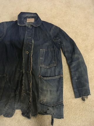 Vintage 1910’s Red Feather Miners Denim Chore Jacket Coat Work Wear 2