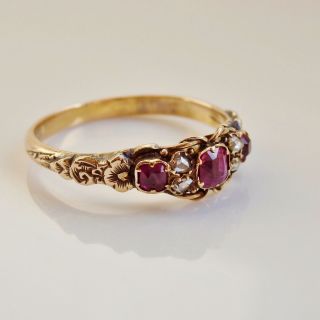 Stunning Antique Georgian Ruby & Diamond Ring C1800; Uk Size 