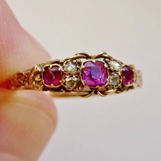 Stunning Antique Georgian Ruby & Diamond Ring c1800; UK Size ' M 1/2 ' 2