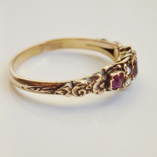 Stunning Antique Georgian Ruby & Diamond Ring c1800; UK Size ' M 1/2 ' 3