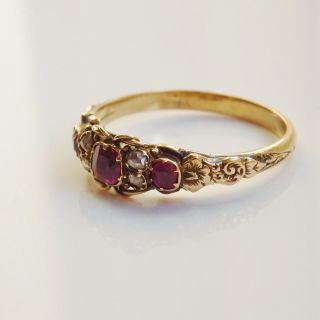 Stunning Antique Georgian Ruby & Diamond Ring c1800; UK Size ' M 1/2 ' 5