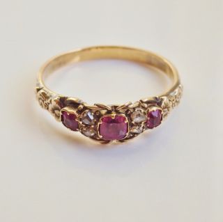 Stunning Antique Georgian Ruby & Diamond Ring c1800; UK Size ' M 1/2 ' 6