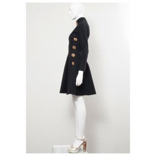Rare vintage early 1990s black CHRISTIAN DIOR ussr uniform embellished dress 10